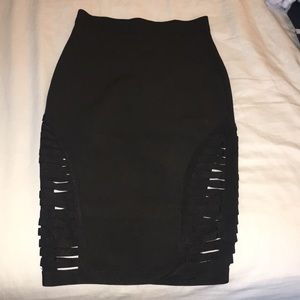 Black midi stretch skirt.